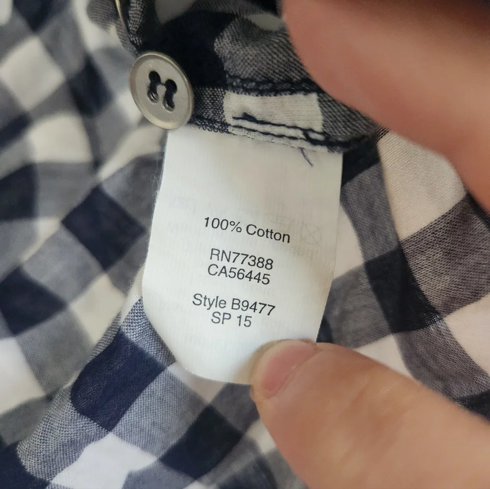J. Crew blue and white checkered gingham button-up shirt in size Petite XS - Picture 3 of 4